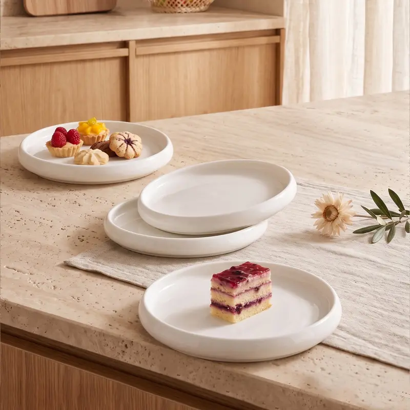 4lü Derin Porselen Pasta Tabağı Seti - 20cm