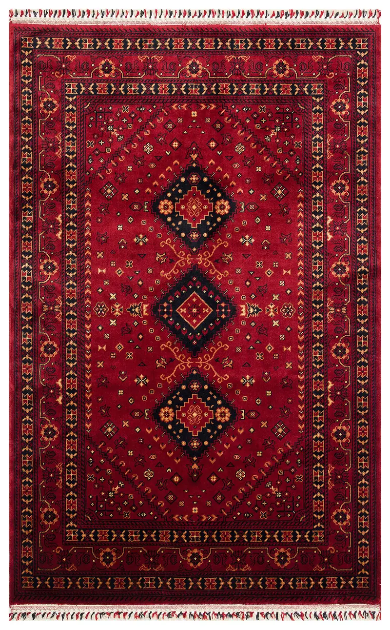 961 RED  - NOSTALJI - Afgan / Yağcıbedir Desenli El Emeği ile Özel Tezgahlarda Üretilen
