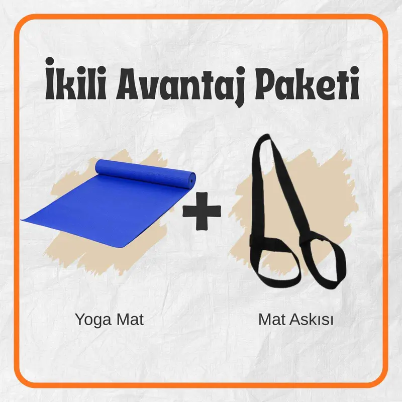 İkili Avantaj Paketi Mavi Yoga Mat ve Mat Taşıma Askısı