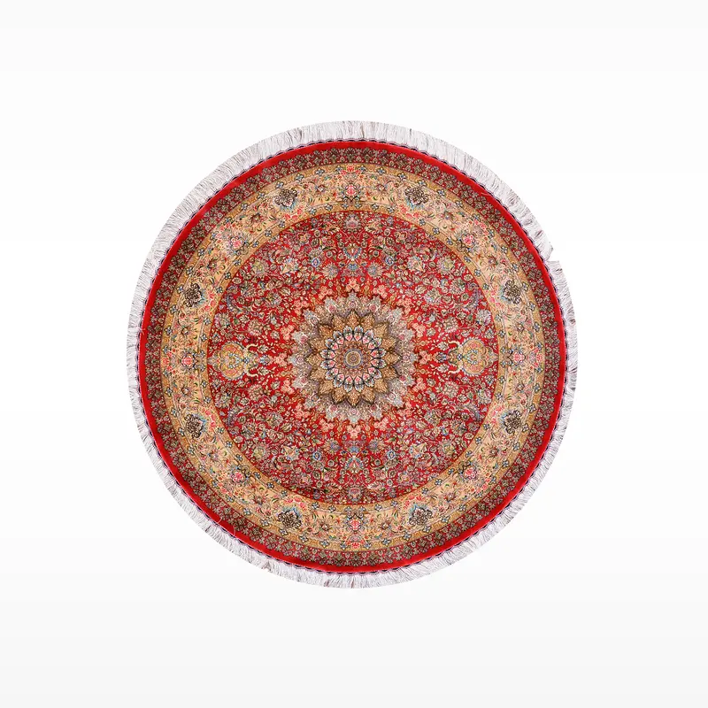 İran Kubbe Kırmızı Modal İpeği Halı 150x150 2.25 Metrekare - 5x5 ft