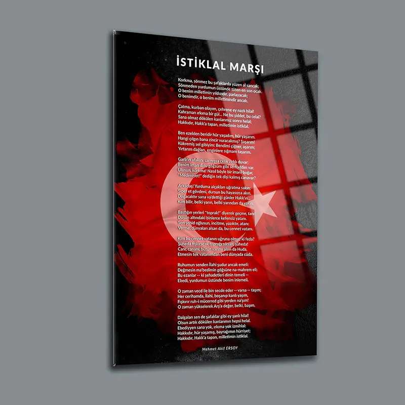 İstiklal Marşı 2 Cam Tablo