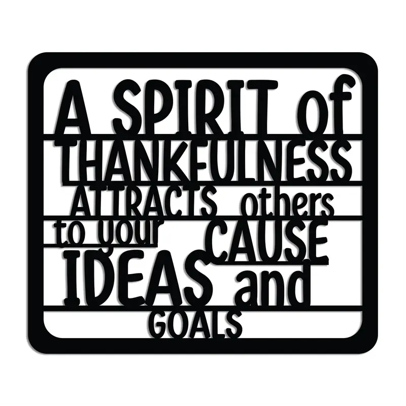 A Spirit of Thankfulness Yazılı Metal Duvar Panosu - Siyah