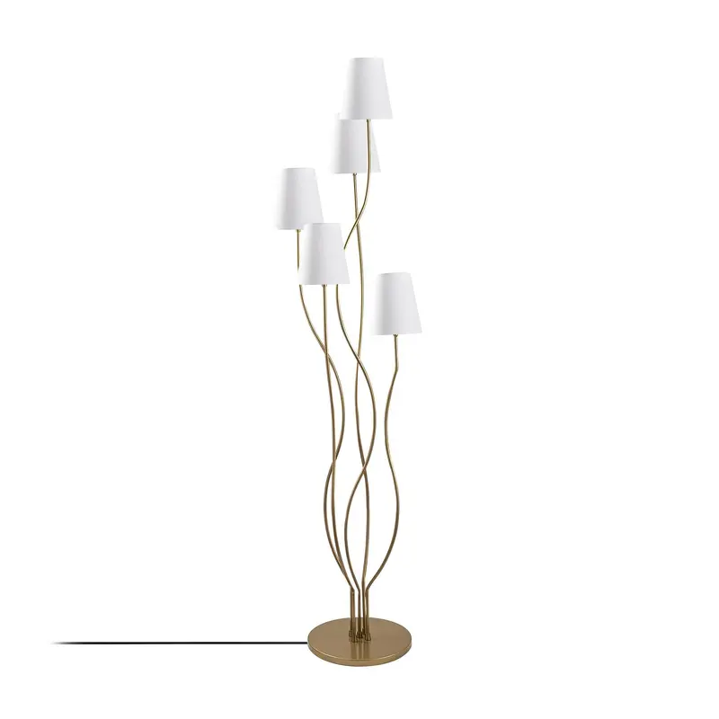 Abajurlu 5'li Lambader Metal - Beyaz