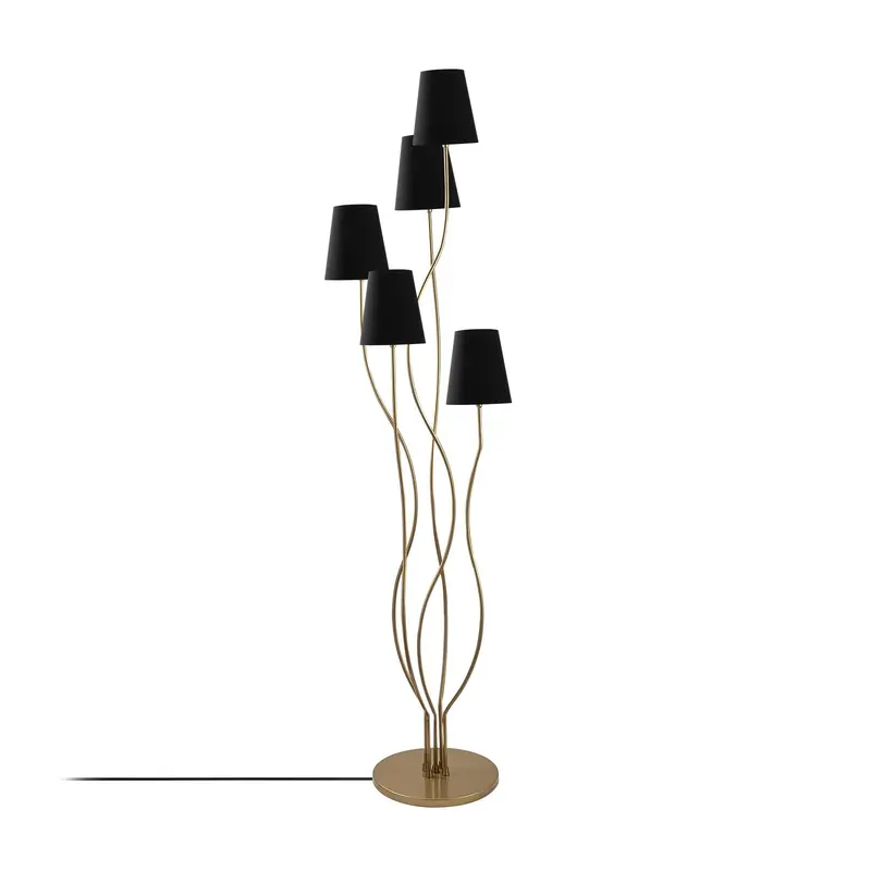 Abajurlu 5'li Lambader Metal - Siyah