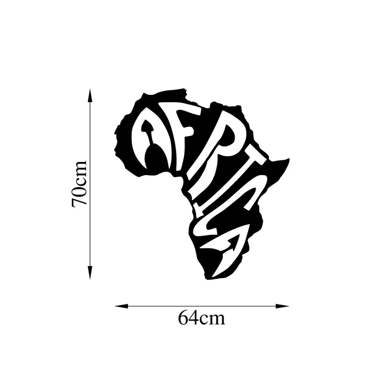 Afrika Harita Yazılı Metal Duvar Panosu - Siyah