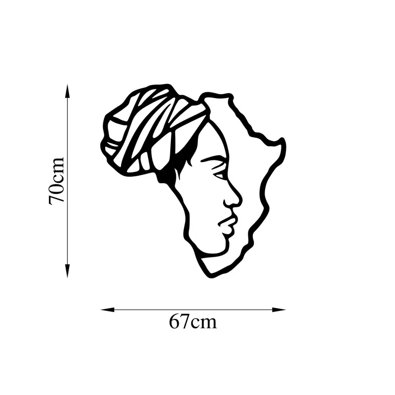 Afrika Kadın Profil Metal Duvar Panosu - Siyah