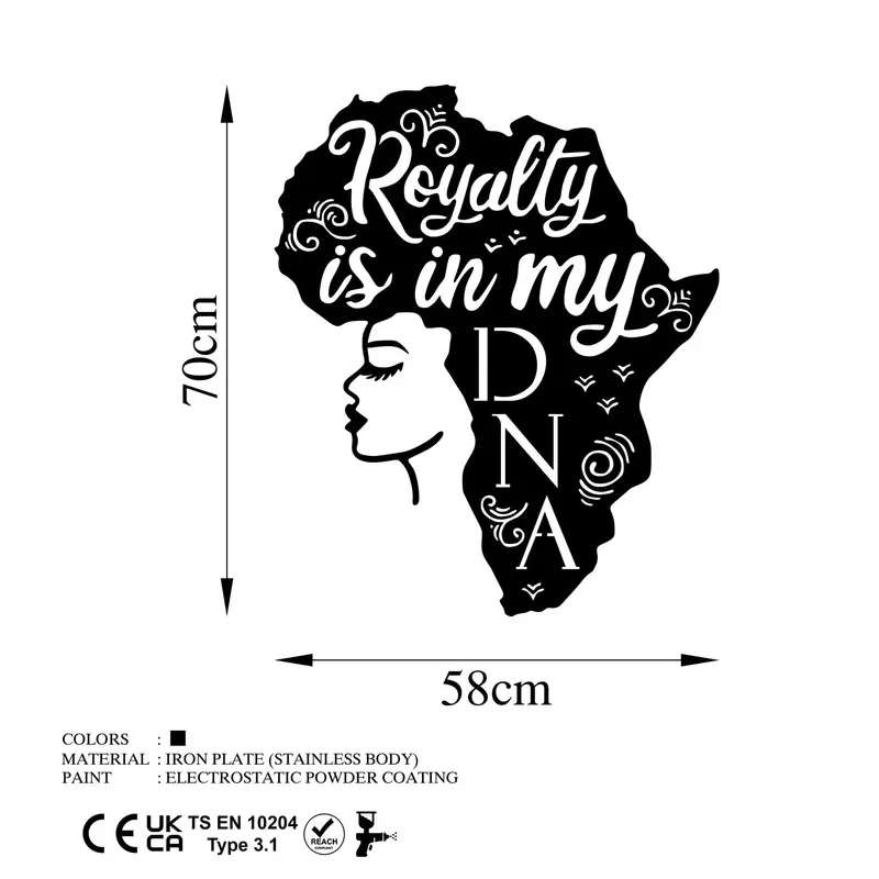 Afrika Kadın Royalty is in my DNA Metal Panosu - Siyah