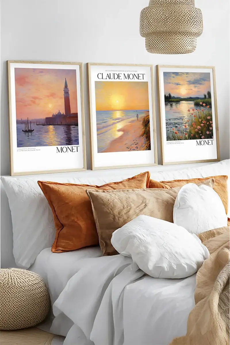Ahşap Çerçeveli Claude Monet Tablo Seti | Huhu556