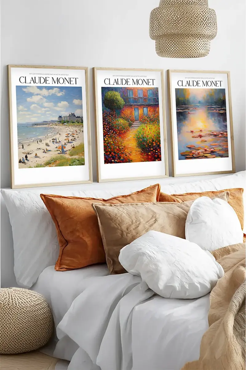 Ahşap Çerçeveli Claude Monet Tablo Seti | Huhu557