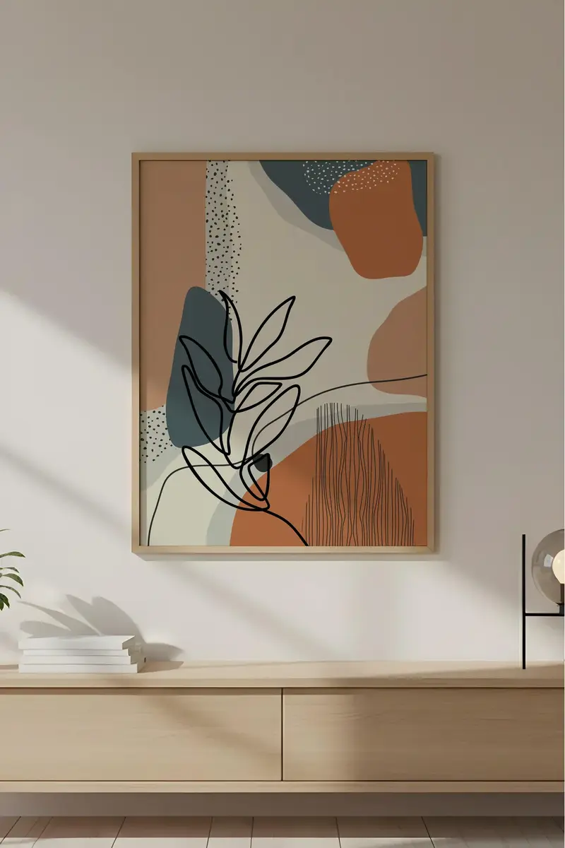 Ahşap Çerçeveli Soyut Desenli Modern Tablo | Huhu640