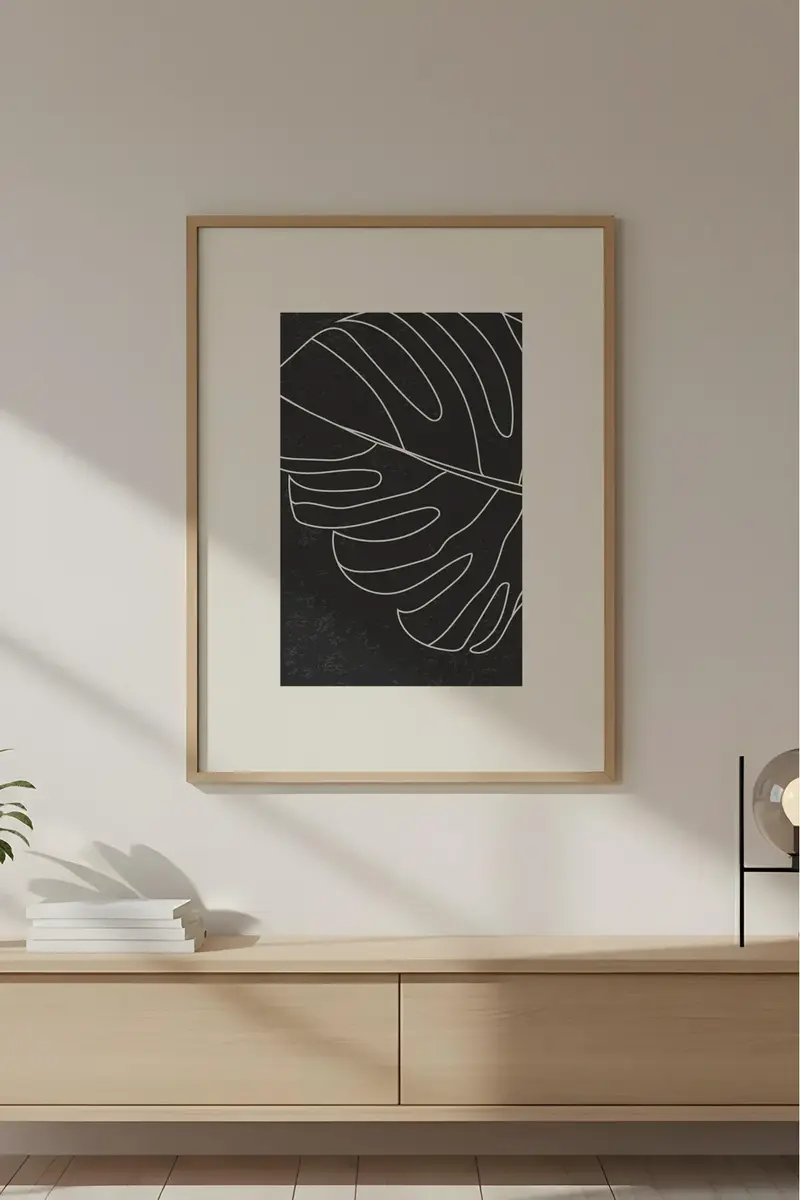 Ahşap Çerçeveli Soyut Minimalist Tablo | Huhu610