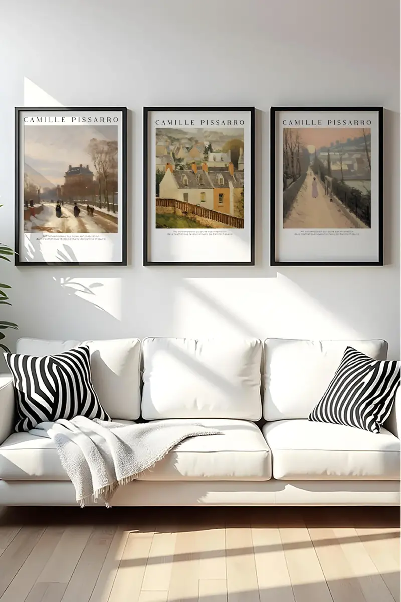 Ahşap Siyah Çerçeveli Camille Pissarro Tablo Seti | Huhu550