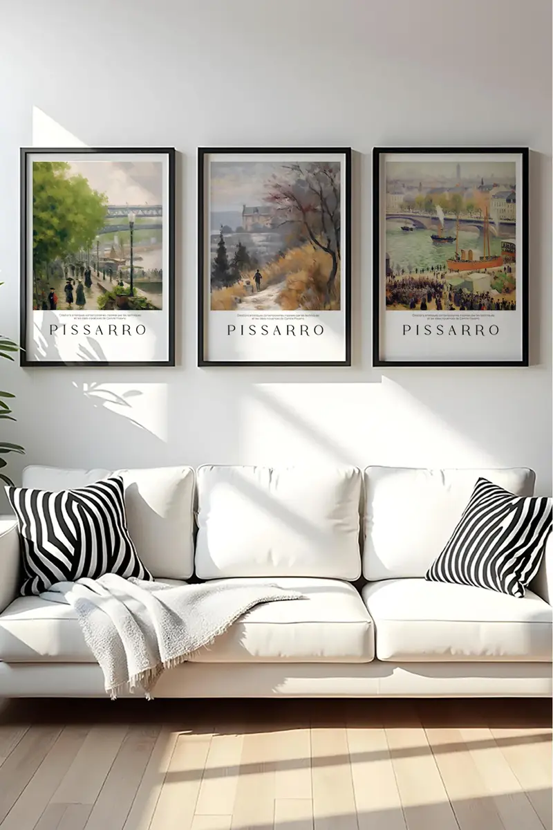 Ahşap Siyah Çerçeveli Camille Pissarro Tablo Seti | Huhu552