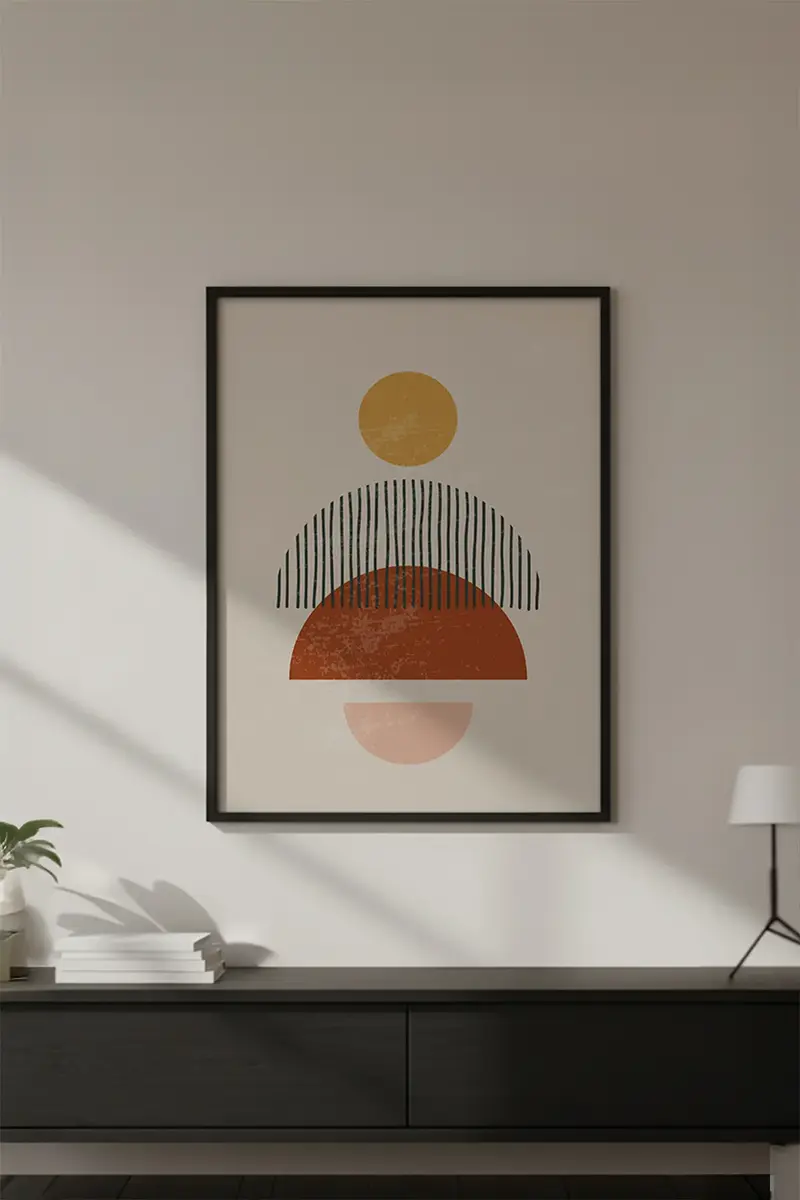 Ahşap Siyah Çerçeveli Geometrik Desenli Modern Tablo | Huhu645
