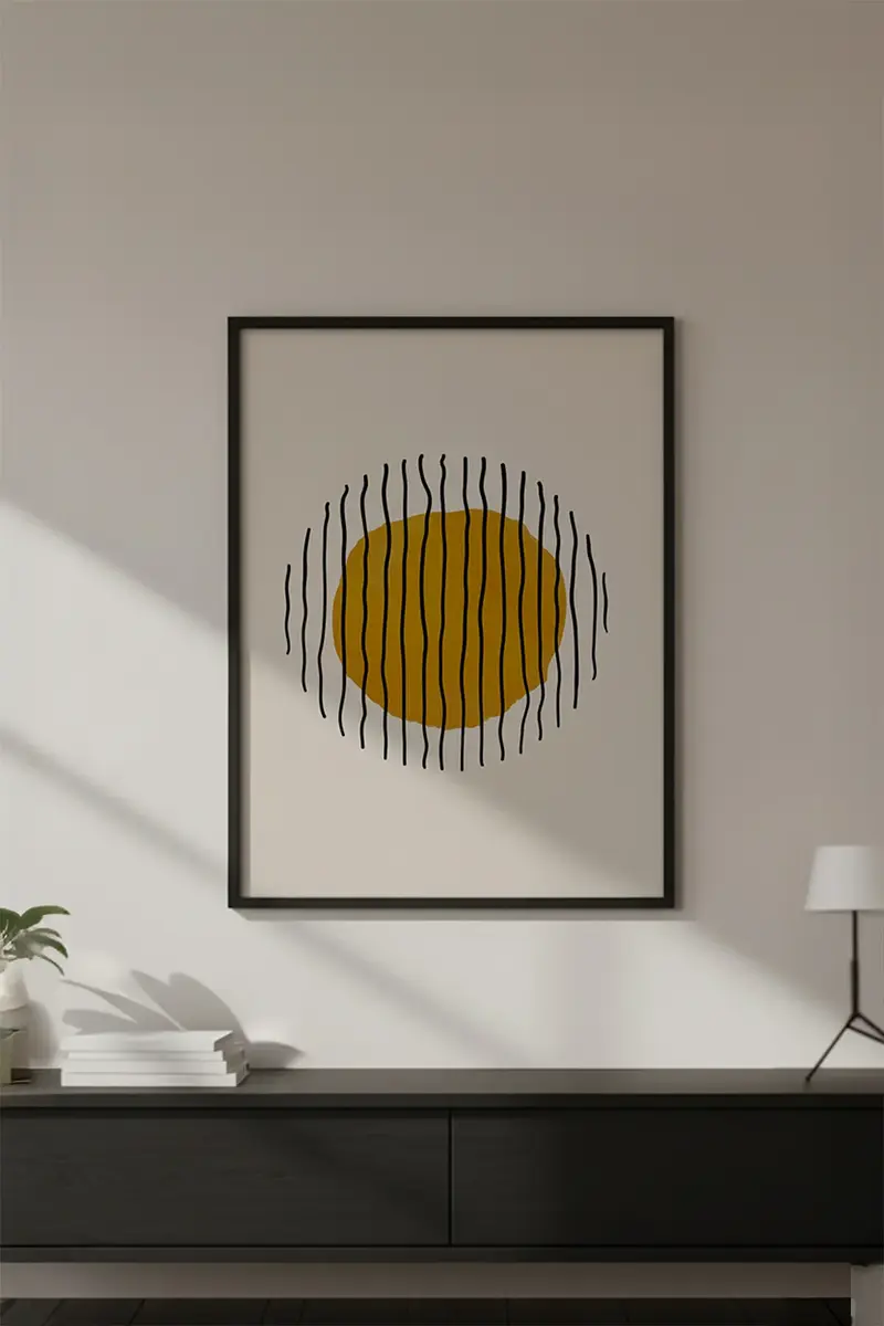 Ahşap Siyah Çerçeveli Geometrik Desenli Tablo | Huhu629