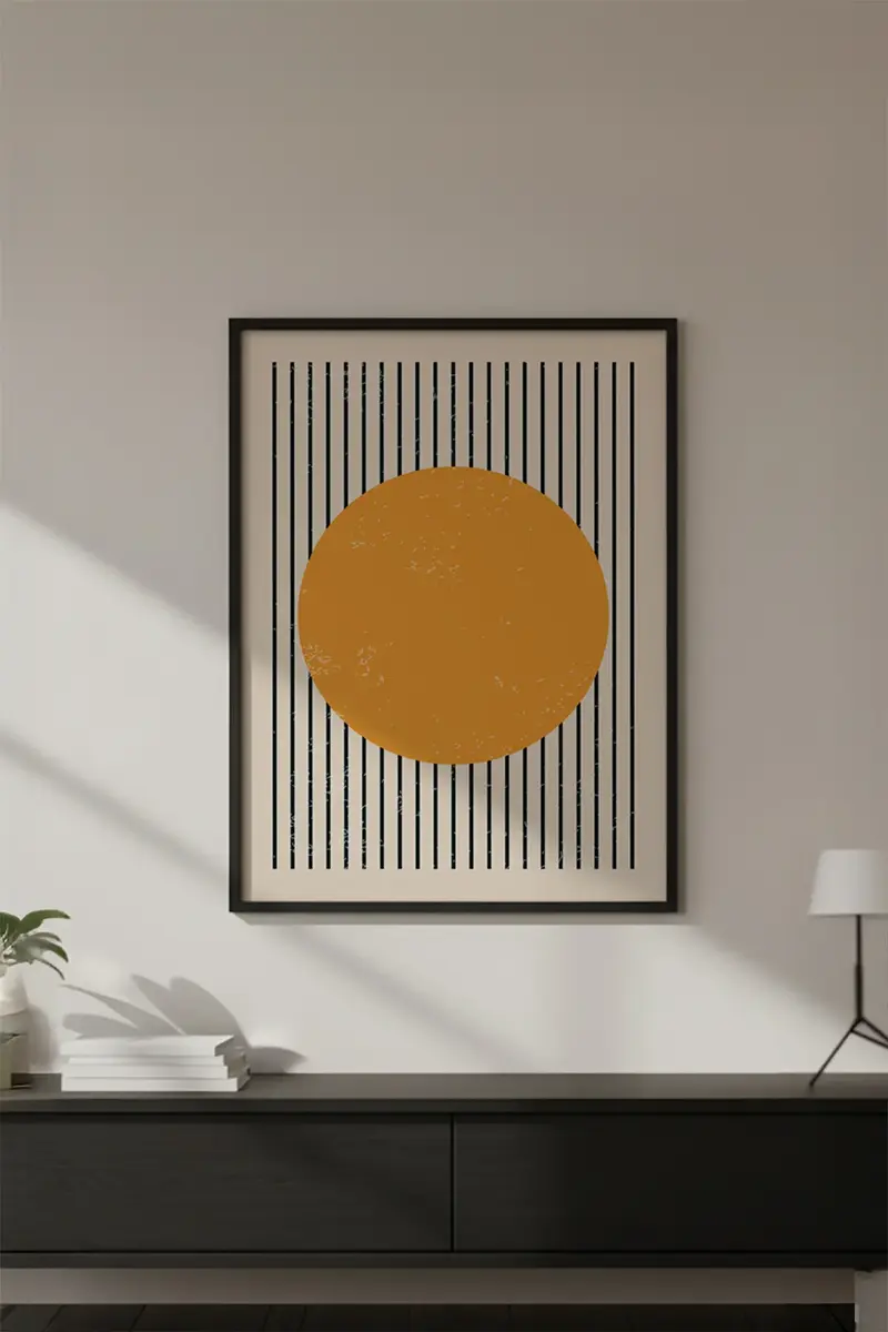 Ahşap Siyah Çerçeveli Geometrik Tablo | Huhu572