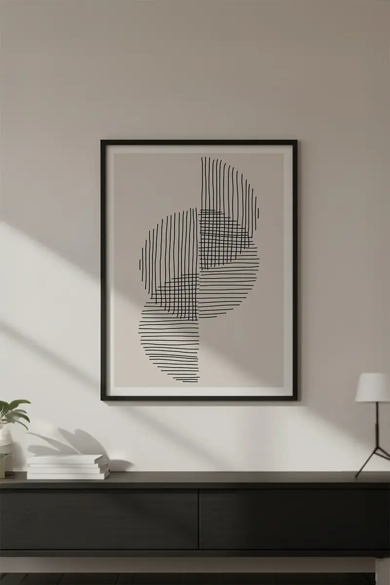 Ahşap Siyah Çerçeveli Minimalist Tablo | Huhu577