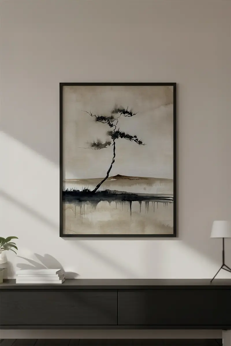 Ahşap Siyah Çerçeveli Wabi Sabi Koleksiyon Tablo | Huhu726