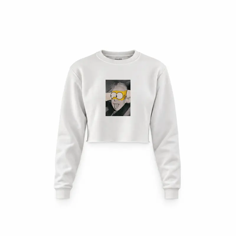 Albert Einstein / Homer Simpson Crop Sweatshirt