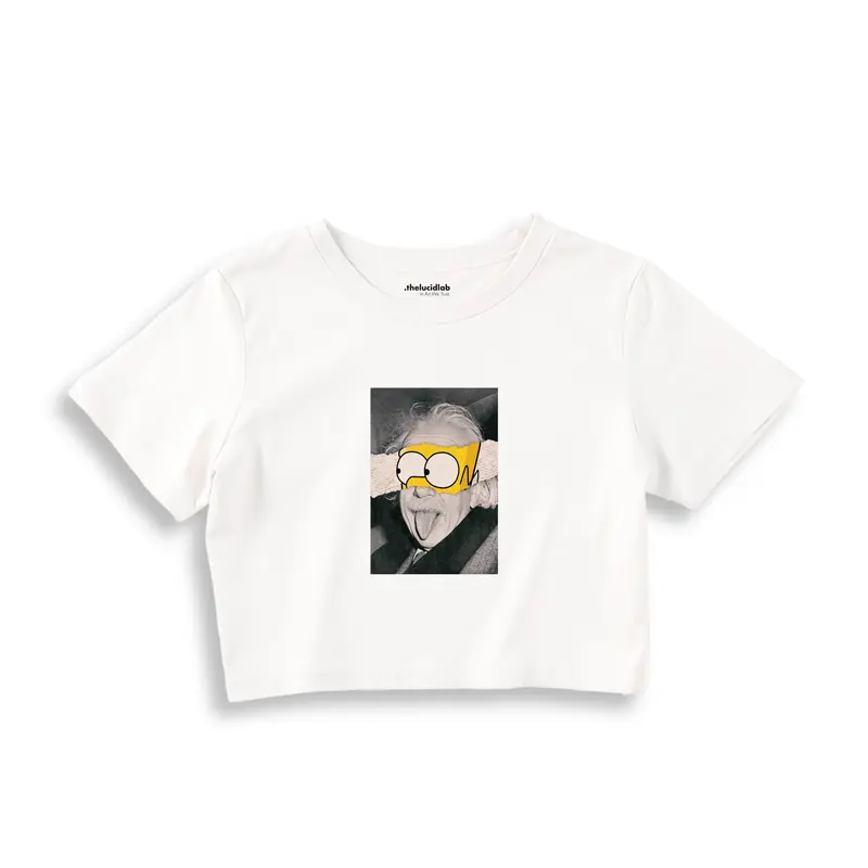 Albert Einstein / Homer Simpson Crop Tişört