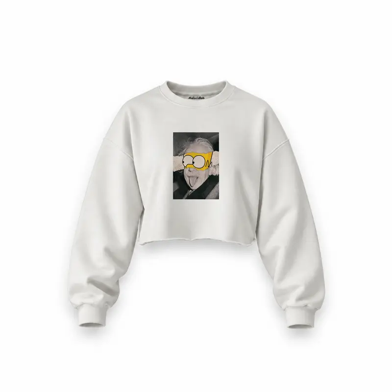 Albert Einstein / Homer Simpson Oversize Crop Sweatshirt