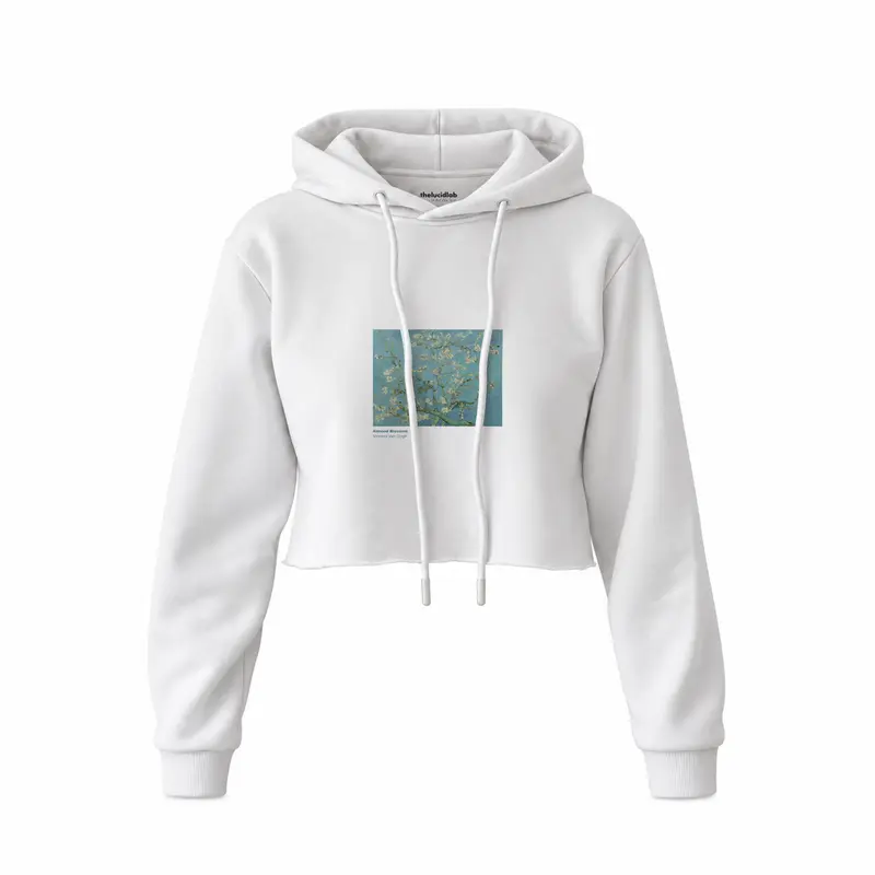 Almond Blossoms Crop Hoodie