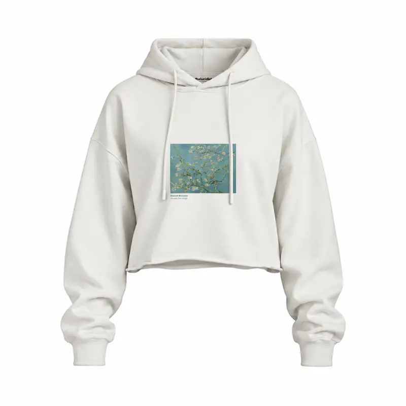 Almond Blossoms Oversize Crop Hoodie