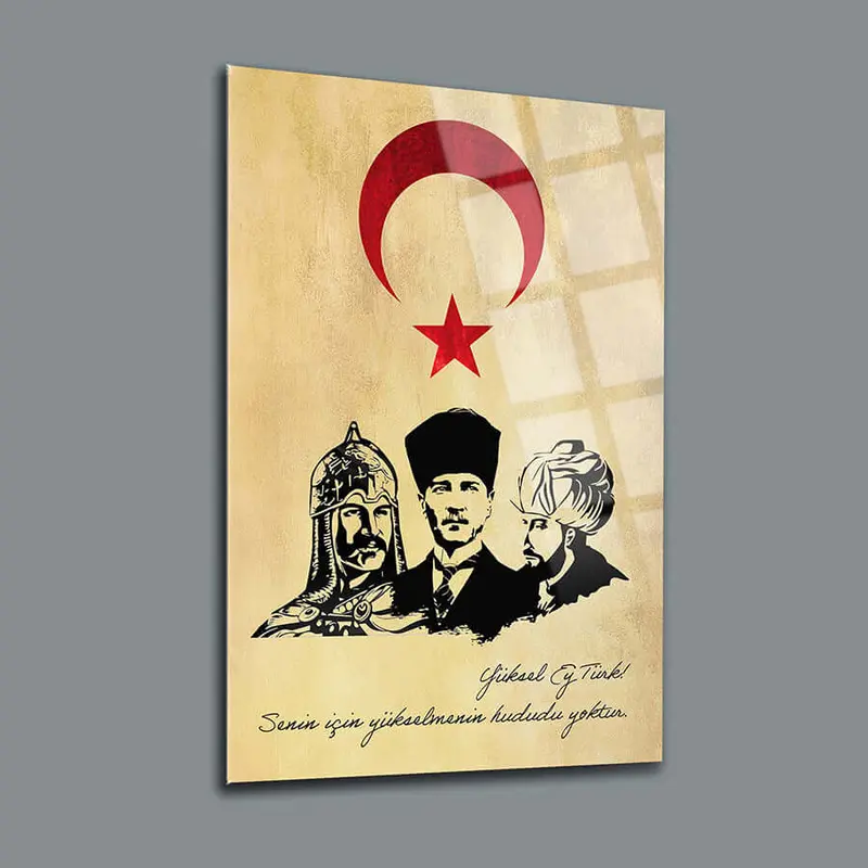 Alparslan Atatürk Fatih Sultan Mehmet Cam Tablo