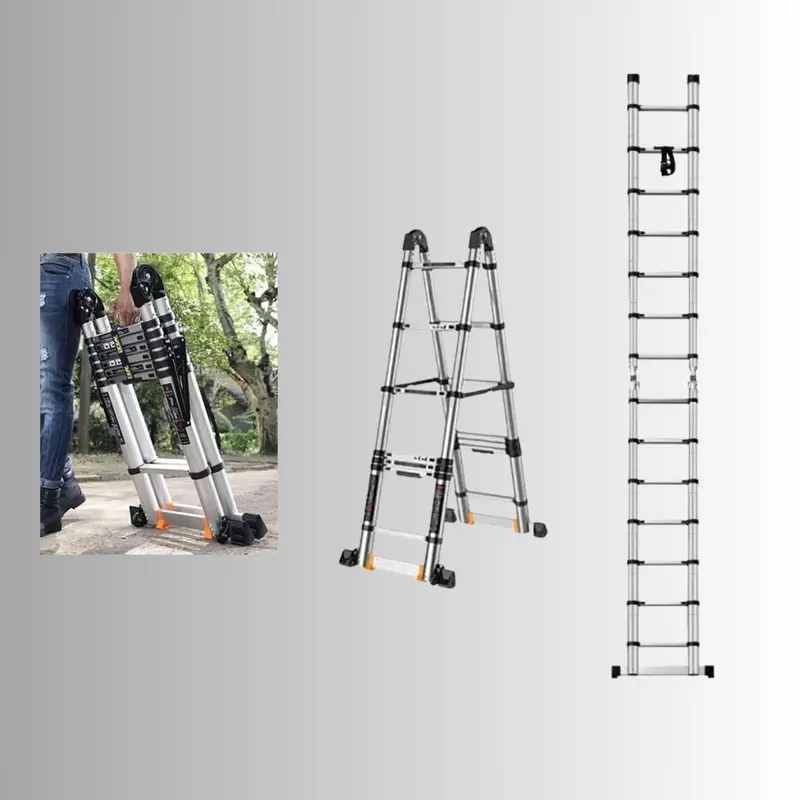 Alüminyum 5+5 Basamaklı 3.2 Metre Teleskopik A Tipi Uzayan Merdiven