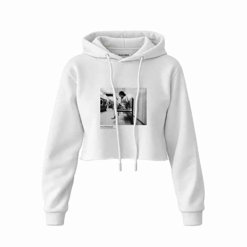 Amy Winehouse at the laundromat 2004 Crop Hoodie