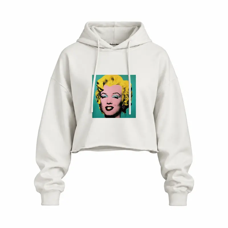 Andy Warhol / Marilyn Monroe Blue Oversize Crop Hoodie
