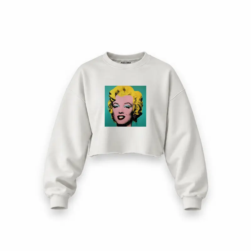 Andy Warhol / Marilyn Monroe Blue Oversize Crop Sweatshirt
