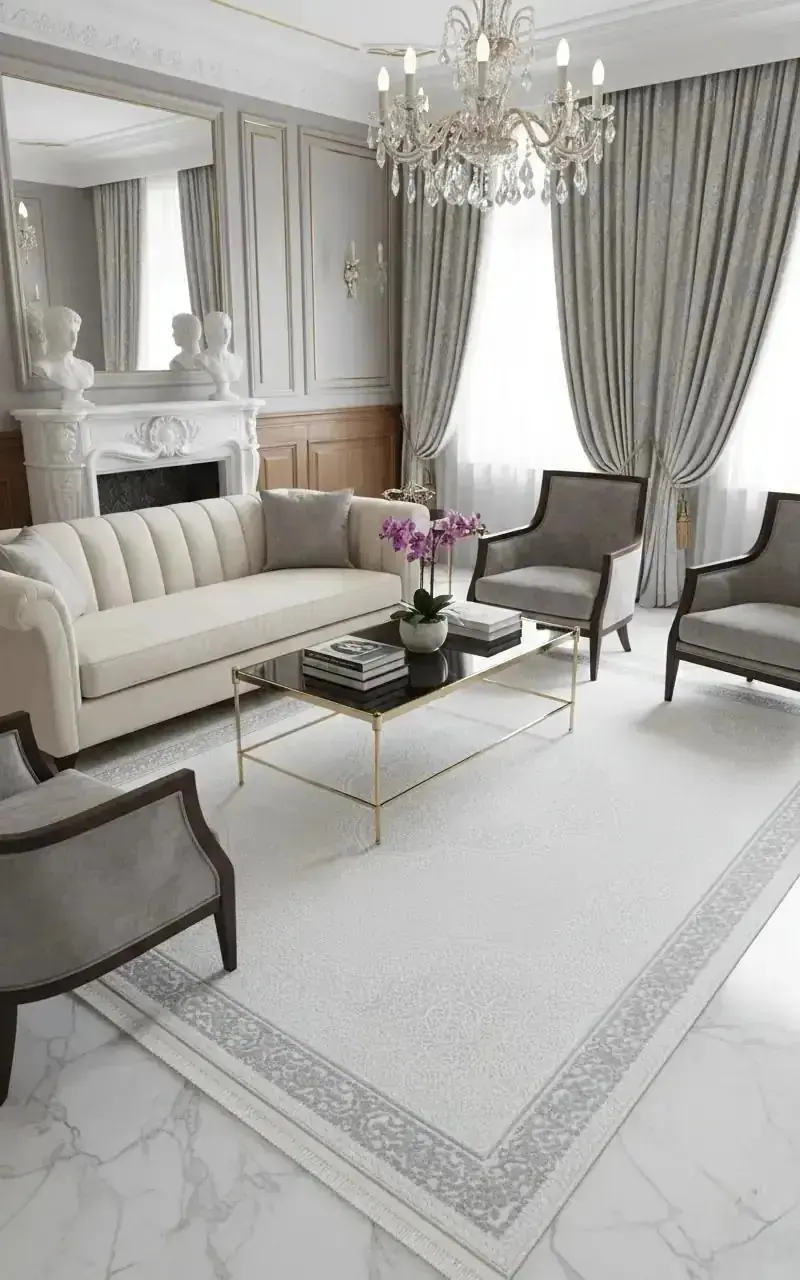 Arden 73395-97 Krem Modern Desenli Gri Akrilik Makine Halısı