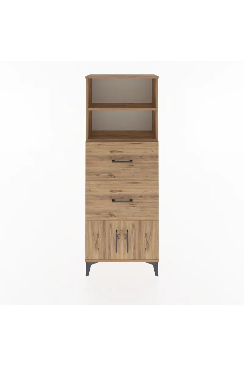 Arges Dolap 2 Raflı 2 Çekmeceli 2 Kapaklı 60x30x163