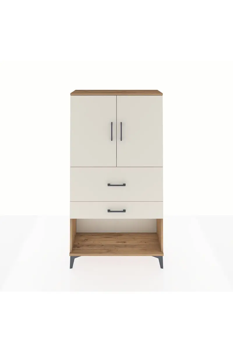 Arges Dolap 2 Raflı 2 Çekmeceli 2 Kapaklı 88x30x163