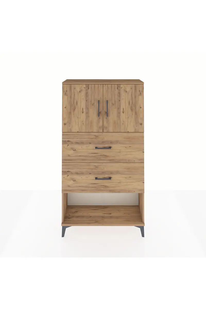 Arges Dolap 2 Raflı 2 Çekmeceli 2 Kapaklı 88x30x163
