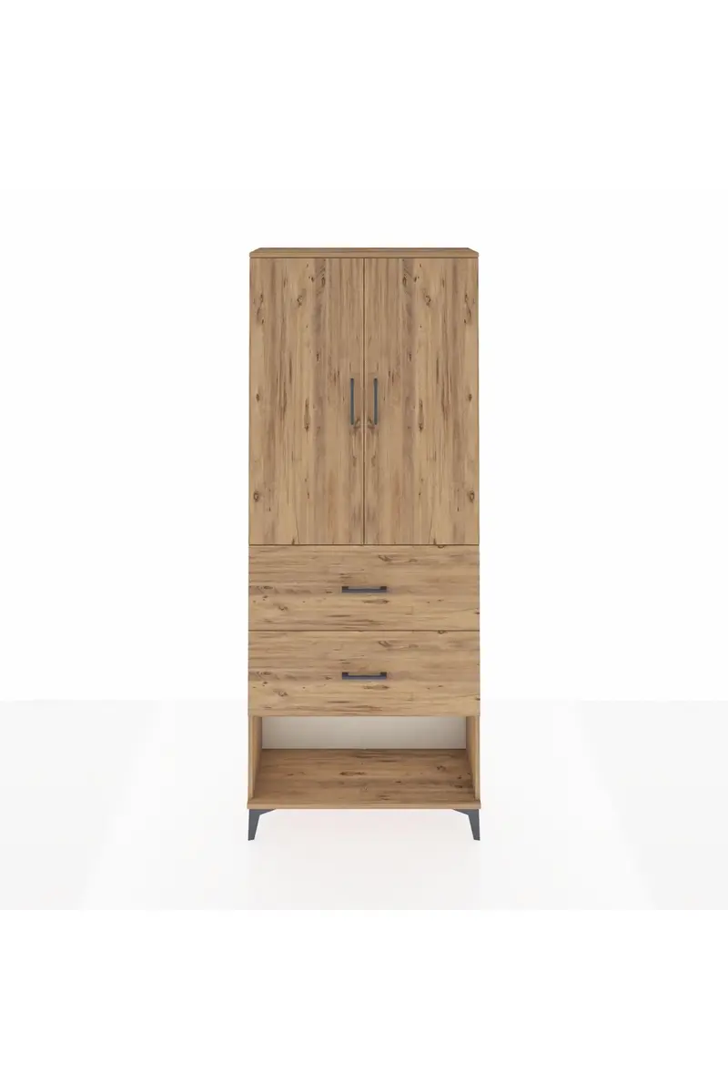 Arges Dolap 2 Raflı 2 Çekmeceli 2 Kapaklı 88x30x221