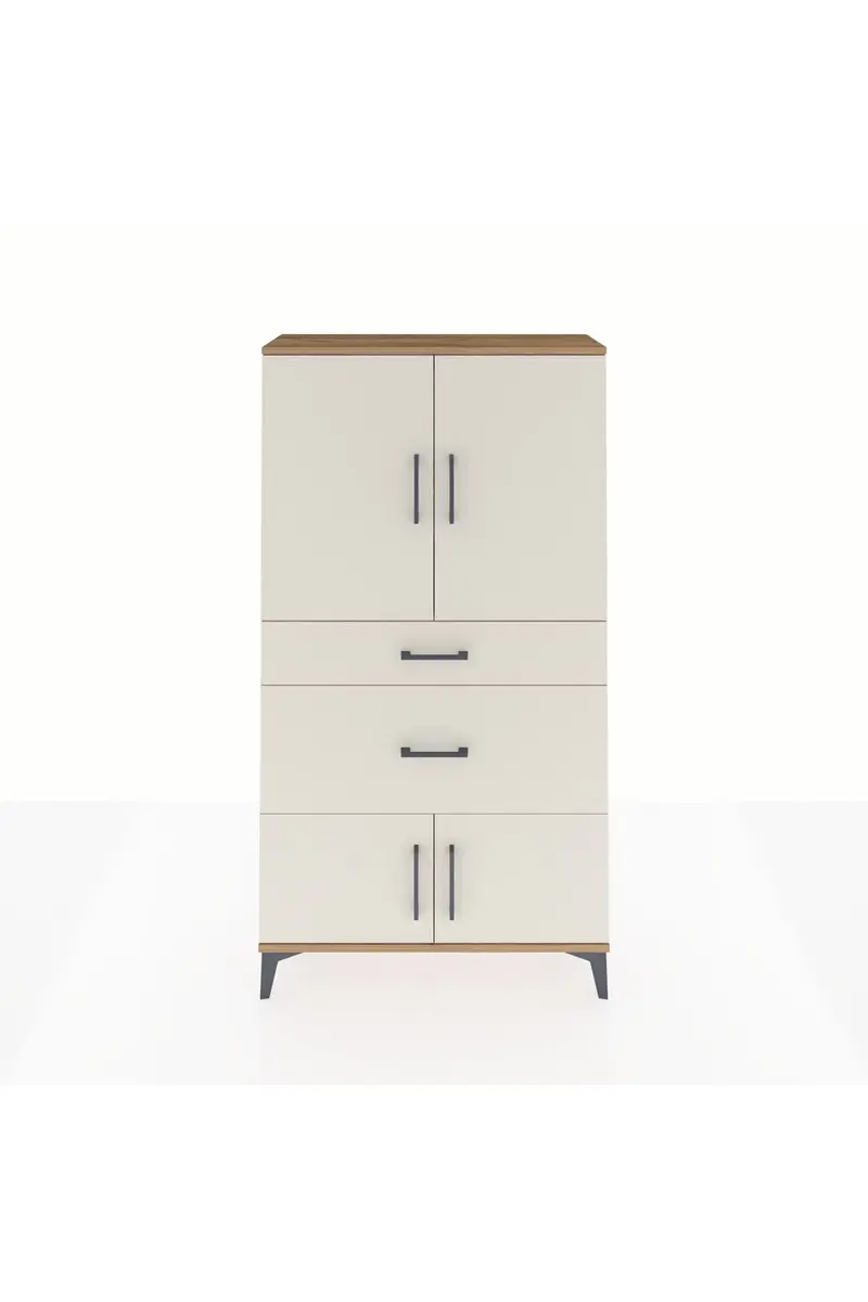 Arges Dolap 2 Raflı 2 Çekmeceli 4 Kapaklı 88x30x163