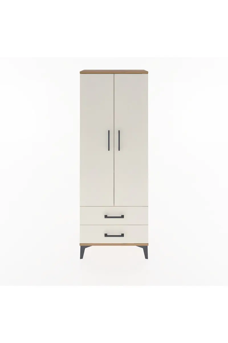 Arges Dolap 2 Raflı 2 Çekmeceli Tek Askılı 60x30x163