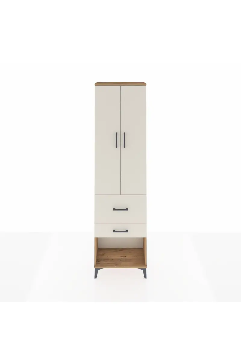 Arges Dolap 2 Raflı 2 Çekmeceli Tek Askılı 60x30x221