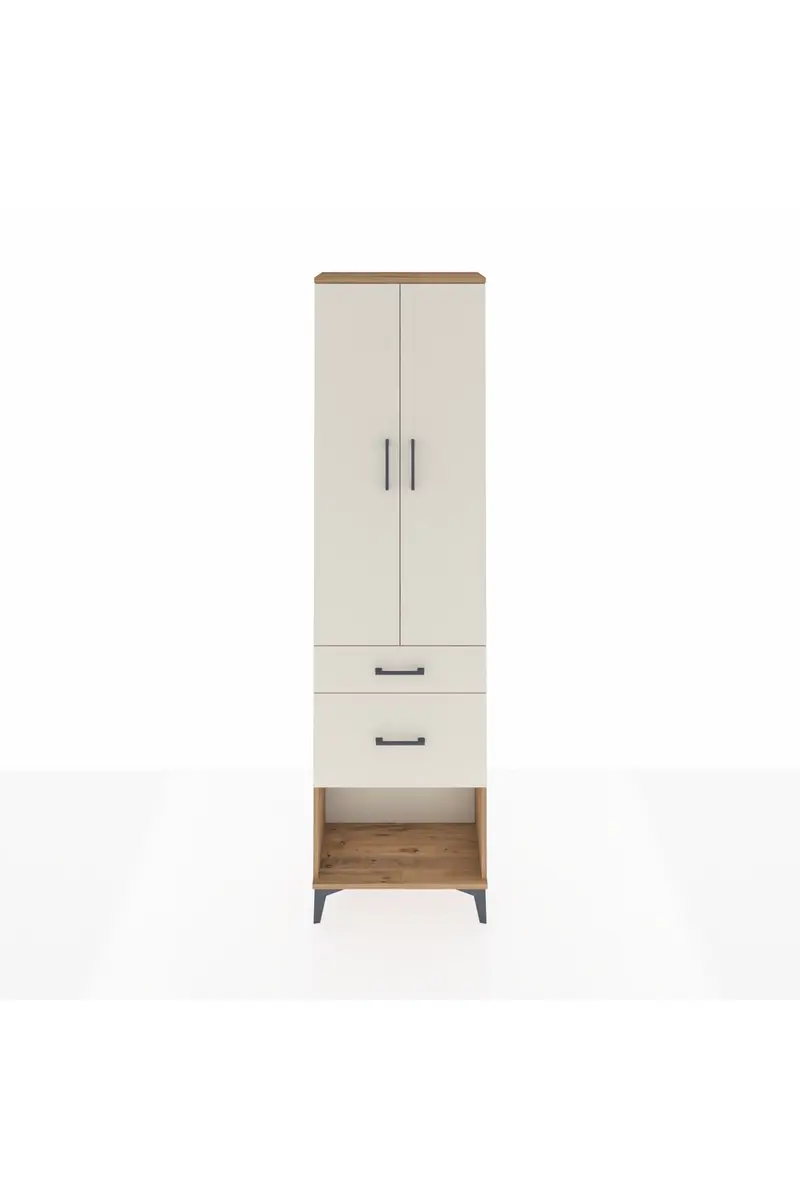 Arges Dolap 2 Raflı 2 Çekmeceli Tek Askılı 60x30x221
