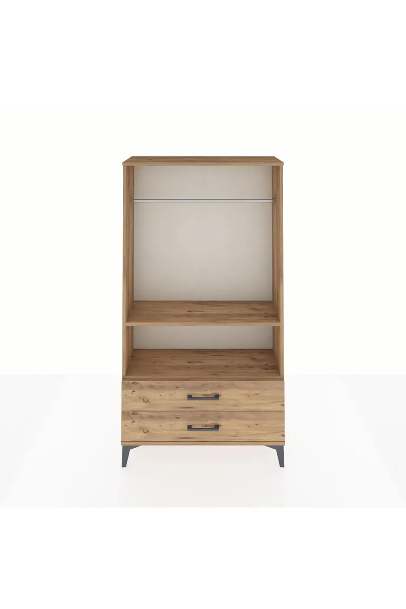 Arges Dolap 2 Raflı 2 Çekmeceli Tek Askılı 88x30x163