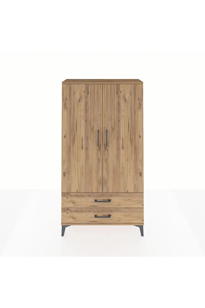 Arges Dolap 2 Raflı 2 Çekmeceli Tek Askılı 88x30x163