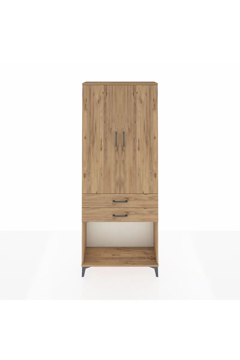 Arges Dolap 2 Raflı 2 Çekmeceli Tek Askılı 88x30x221