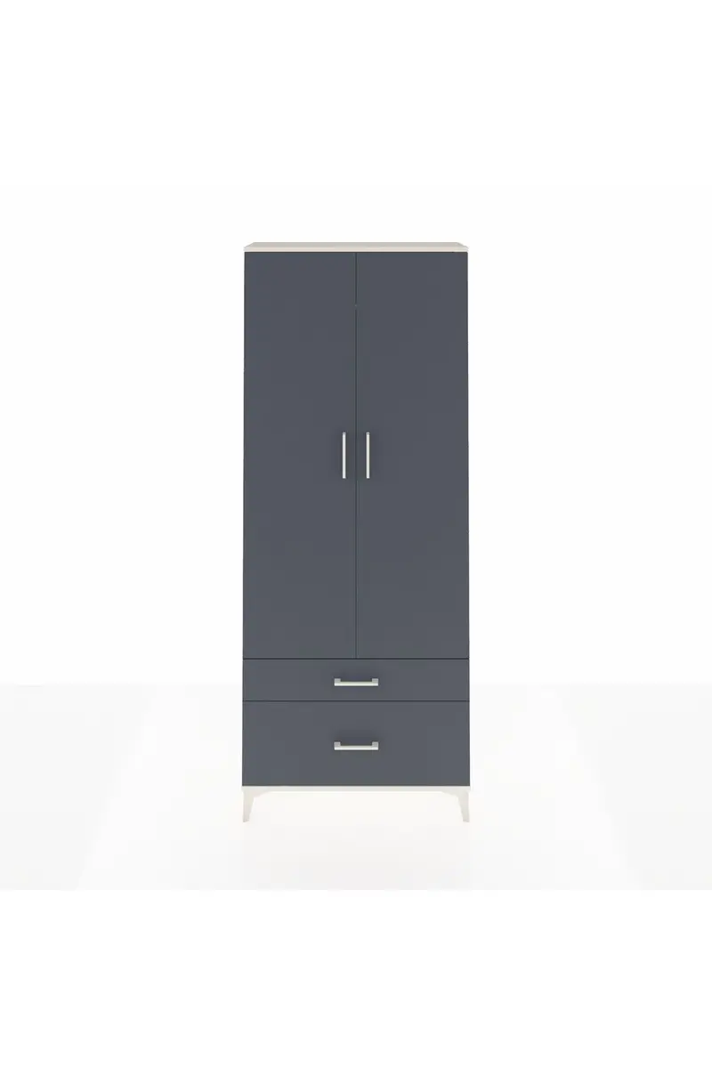 Arges Dolap 2 Raflı 2 Çekmeceli Tek Askılı 88x30x221