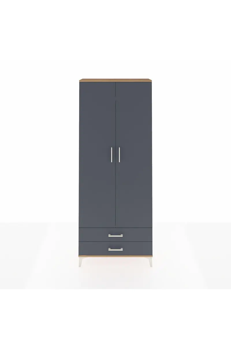 Arges Dolap 2 Raflı 2 Çekmeceli Tek Askılı 88x30x221