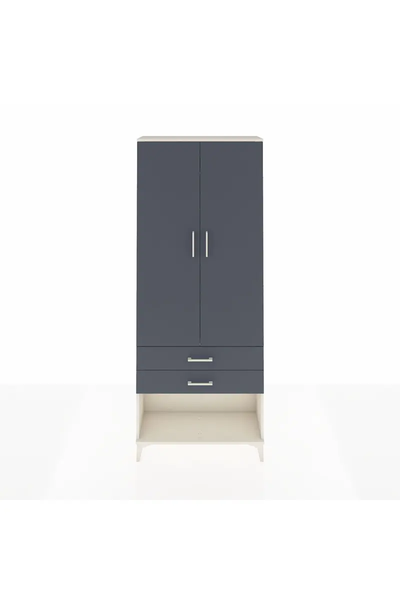 Arges Dolap 2 Raflı 2 Çekmeceli Tek Askılı 88x30x221