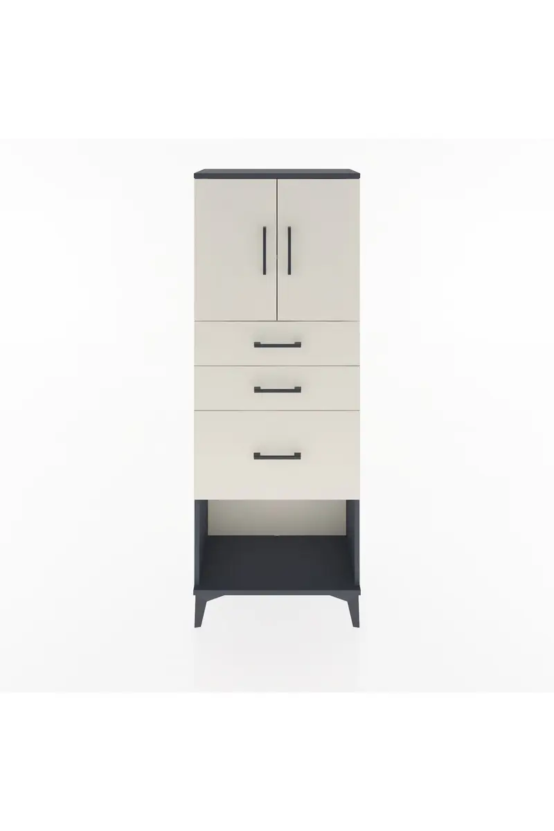 Arges Dolap 2 Raflı 3 Çekmeceli 2 Kapaklı 60x30x163