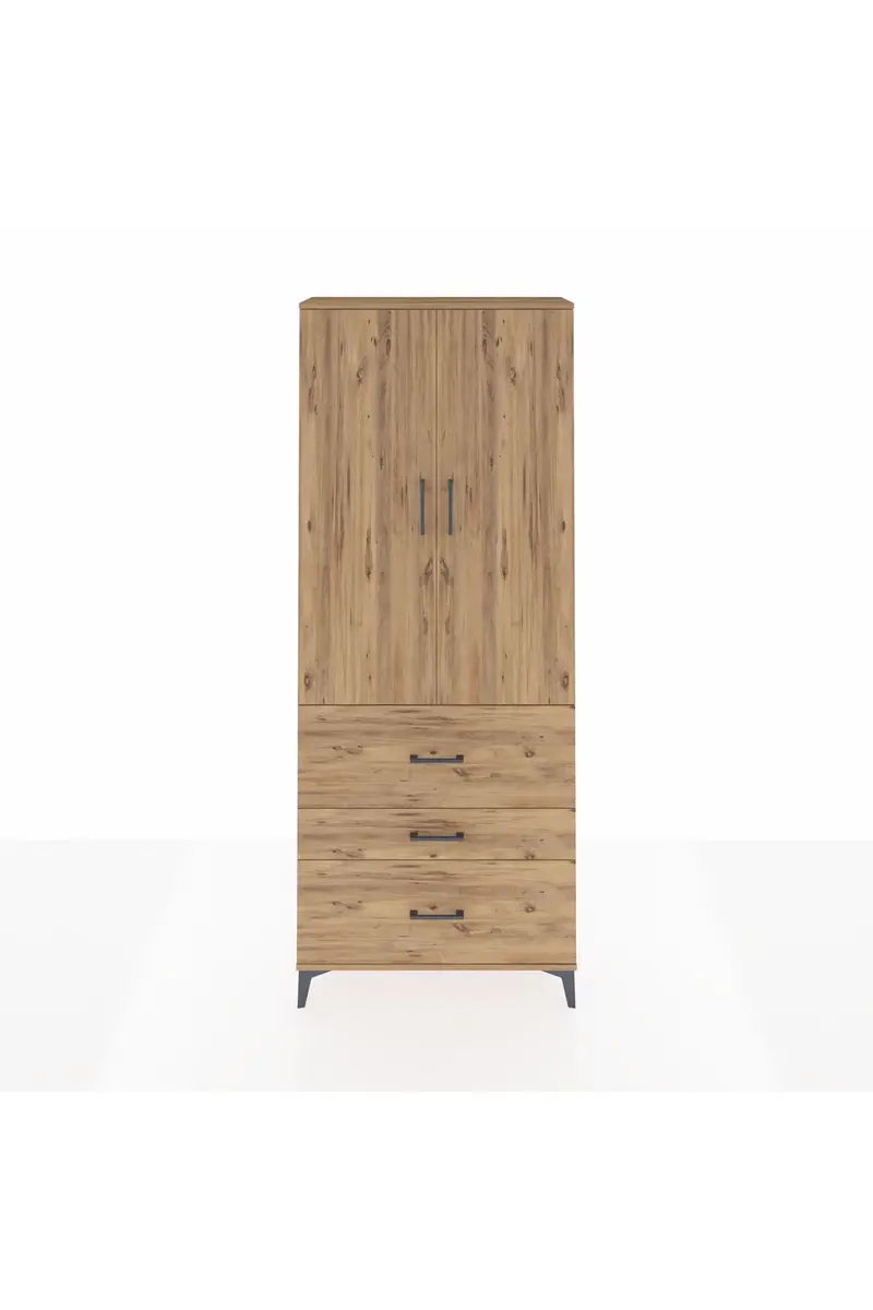 Arges Dolap 2 Raflı 3 Çekmeceli Tek Askılı 88x30x221