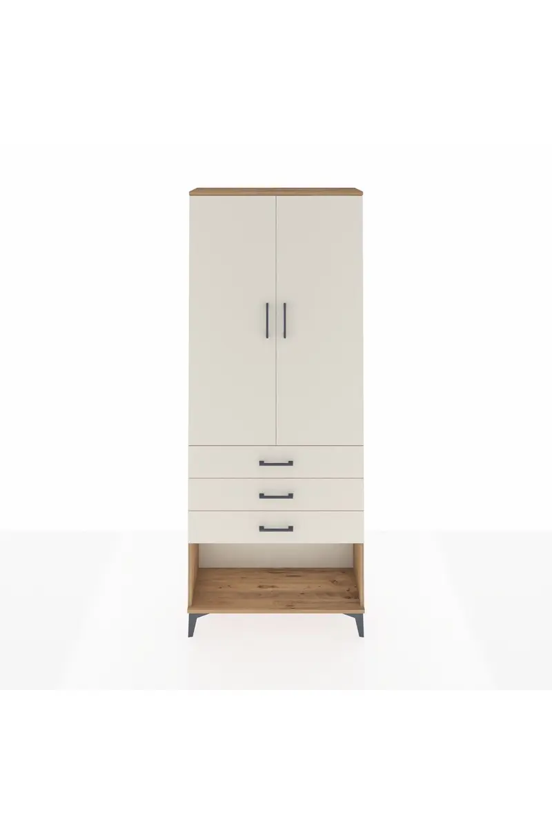 Arges Dolap 2 Raflı 3 Çekmeceli Tek Askılı 88x30x221